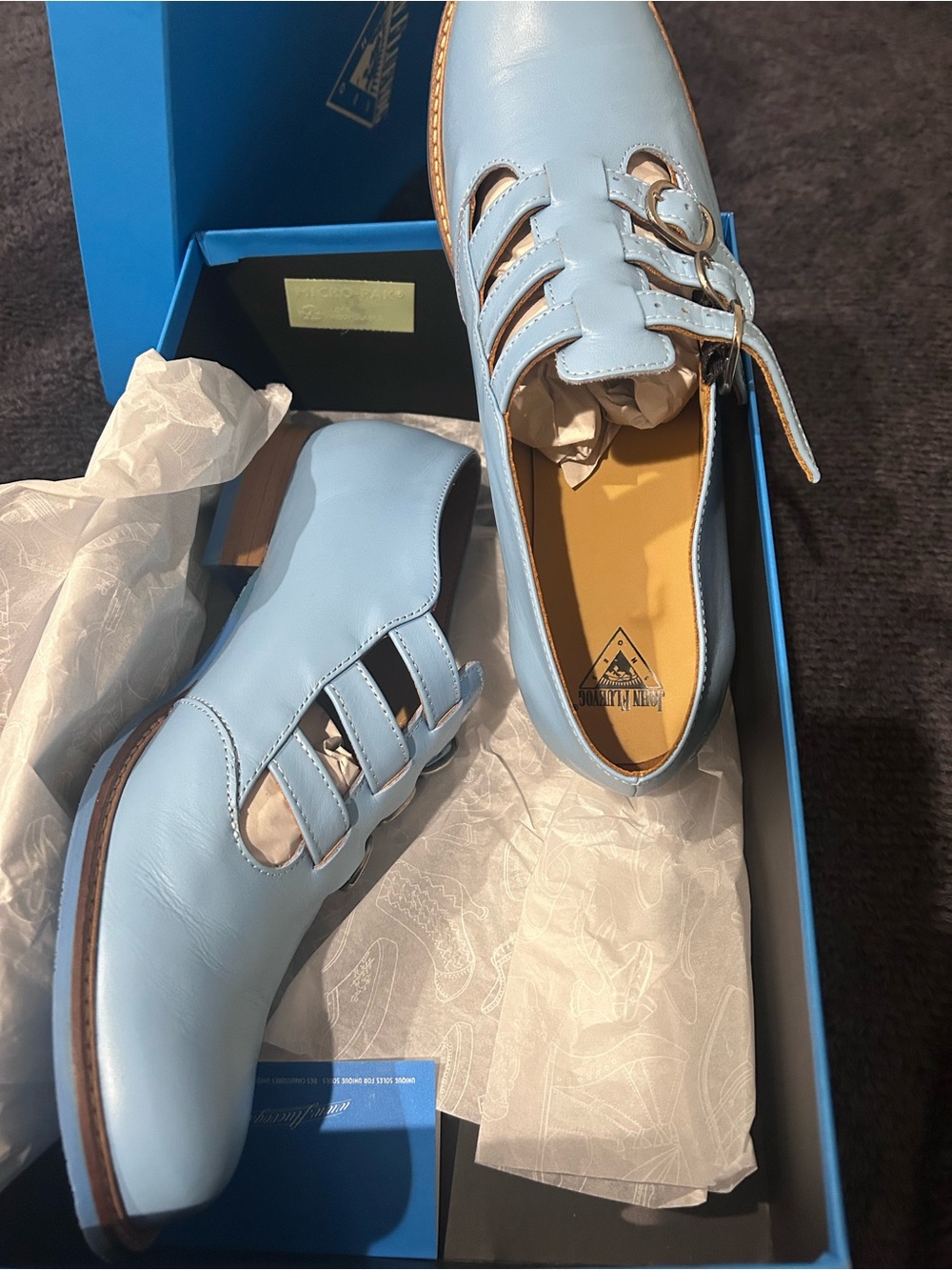 John Fluevog Light Blue Leather Shoes
